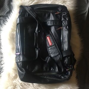 SPRAYGROUND Iridescent Black Leather Duffle Bag